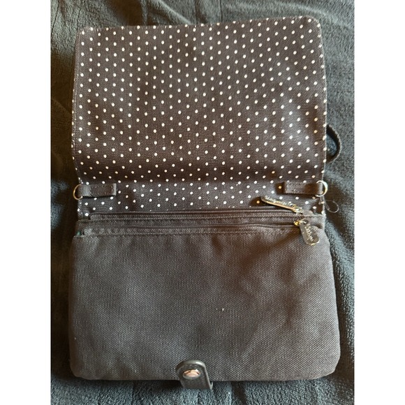 Thirty-One Large Wristlet/Wallet ~ Dark Gray With Polka Dots/Teal Interior - Picture 2 of 2